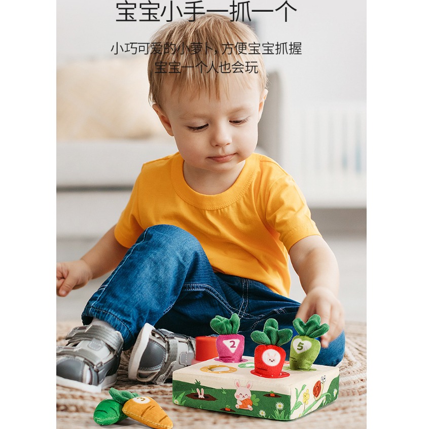 現貨《寶寶玩具】布製毛絨九孔拔蘿蔔玩具 ♥ 手部訓練 認知配對 商檢合格 ♥ 兒童 拔蘿蔔 親子早教 數字學習 玩具-細節圖7