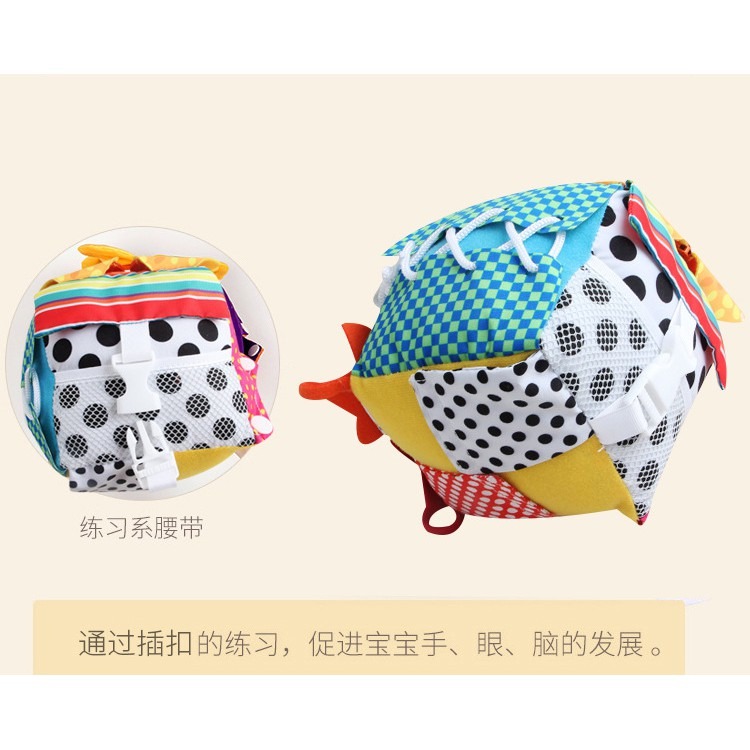 現貨《嬰幼兒玩具】BBK大方塊布球 觸覺認知手抓球玩具 ♥ 模擬日常生活 拉鍊鞋帶 ♥ 毛絨布積木 益智布球積木玩具-細節圖5