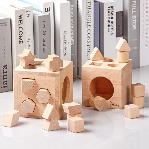 現貨《兒童木製玩具】形狀配對智力認知盒 ♥ 學習教具 十三孔 六面 ♥ 動腦多孔配對 幾何積木 益智早教 玩具