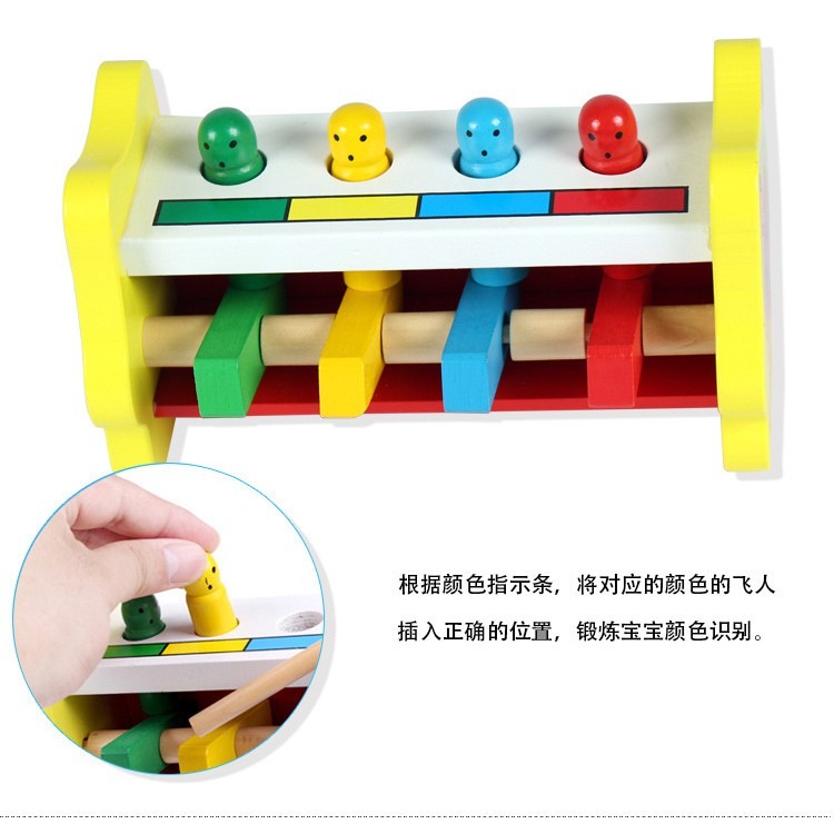 現貨《寶寶玩具】兒童木製早教益智玩具 ♥ 打擊飛人 ♥ 敲打玩具 ♥ 打樁台 嬰兒過家家 商檢合格-細節圖4