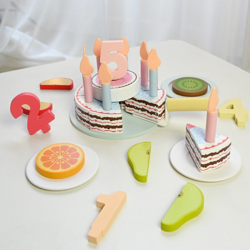 《兒童玩具】木製 過家家 生日 蛋糕 切切樂 ♥ 可愛 蠟燭 數字 迷你 蛋糕 ♥ 益智 趣味 互動 玩具