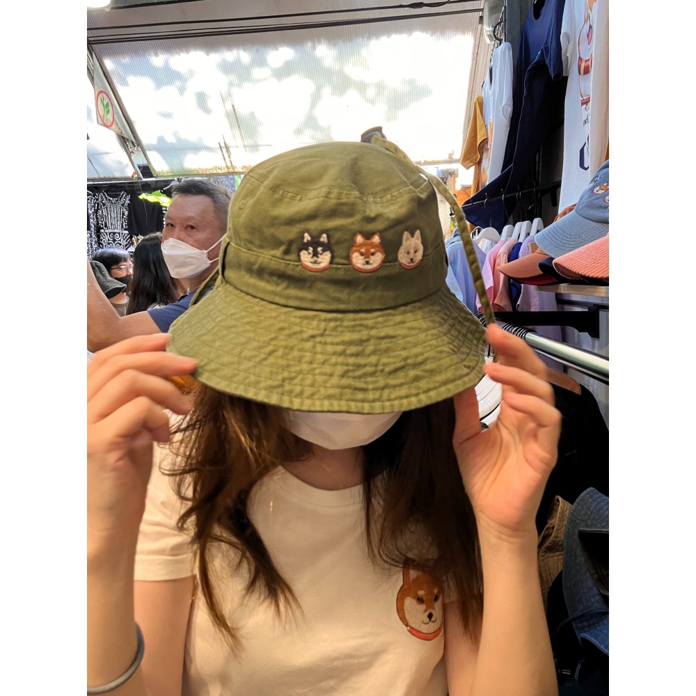 🎄聖誕交換禮物339：（草綠、深藍、米白）柴犬刺繡漁夫帽漁夫帽 水桶帽 bucket hat 柴犬帽 柴控必備-細節圖5