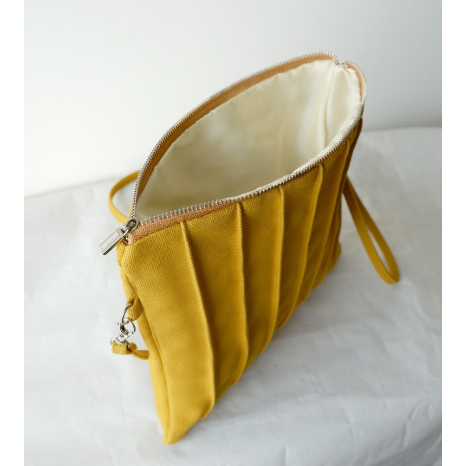 🎄聖誕交換禮物499：（橘色）設計師皺摺手拿包/斜背包-細節圖3