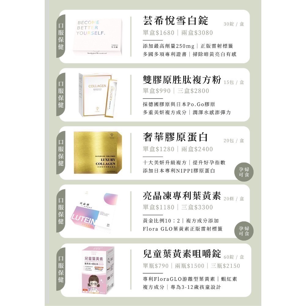 YSSIYO 可可機能飽足飲/葉黃素/兒童葉黃素/膠原/養髮液/髮油/順髮噴霧-細節圖9