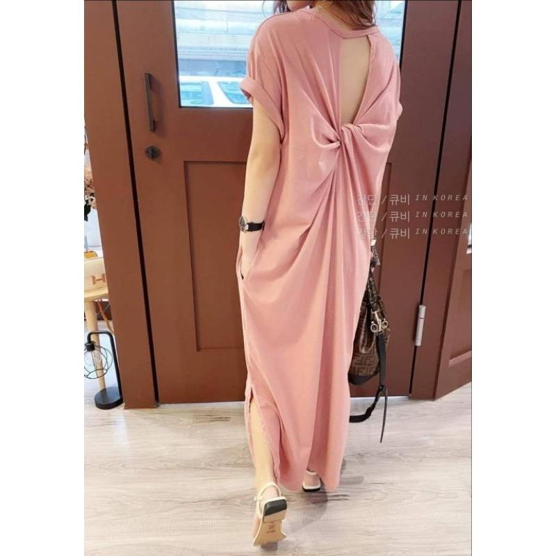 7433K正韓 後美背紐結設計側開衩洋-細節圖3