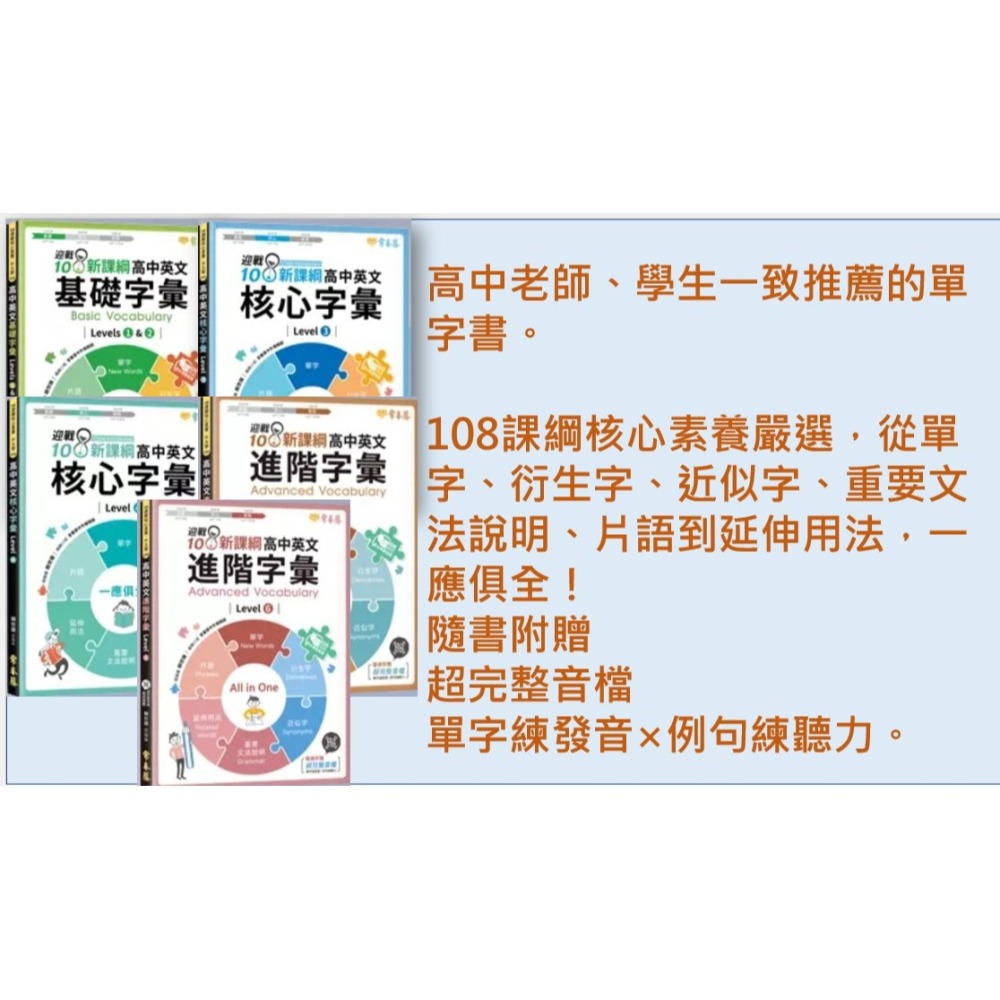 {必備英文學習專用書}常春藤<全新現貨>迎戰108新課綱-高中英文基礎字彙1-2.核心字彙3-4.進階字彙5-6-細節圖2