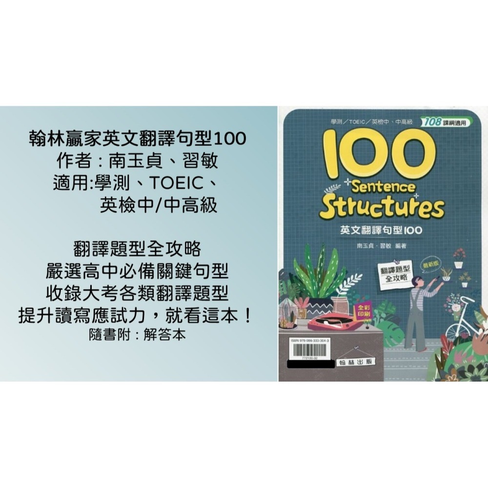 <全新>[升大學學測英文必選]翰林116學測贏家英文翻譯句型100  編排清楚明瞭/精選高中最核心的100個句型-細節圖2