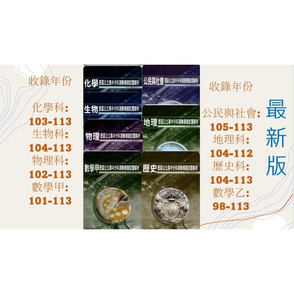{115升大學分科測驗}薪橋<北模>歷屆公立高中分科模考試題數學甲地理歷史公民物理化學生物<全新現貨>-細節圖2