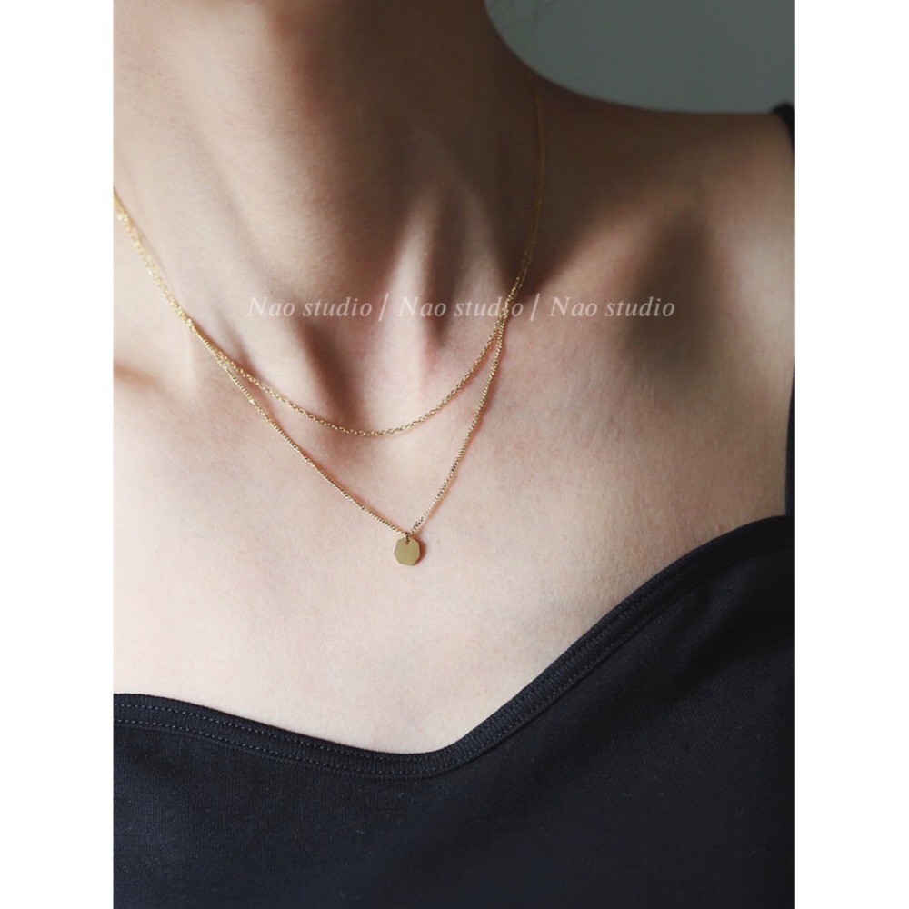 幾何六邊形雙層項鍊-細節圖3