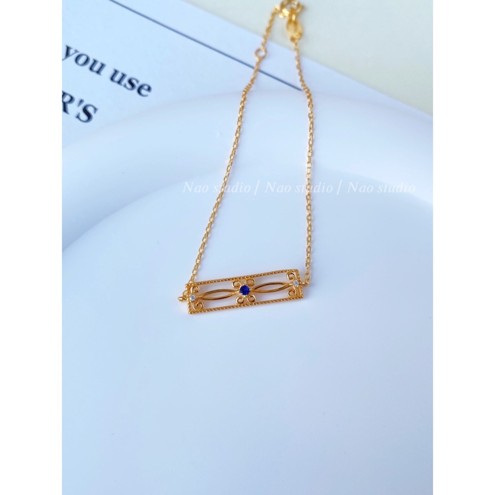 純銀鍍18k金窗花手鍊-細節圖2