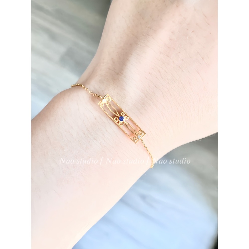 純銀鍍18k金窗花手鍊-細節圖3