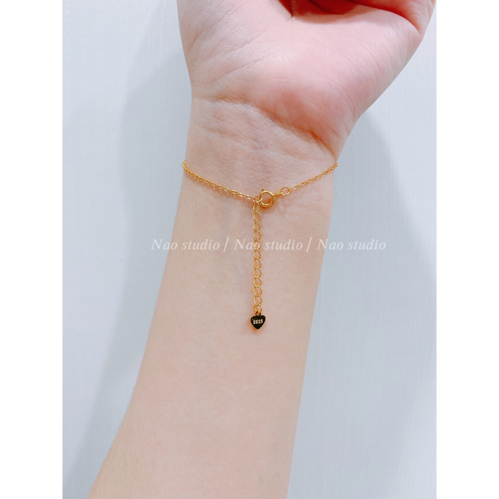 純銀鍍14k金經典單鑽手鍊-細節圖4