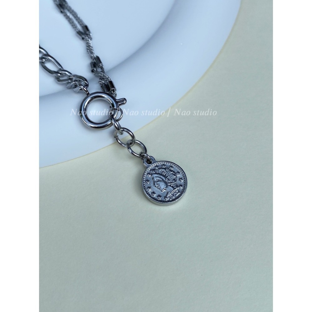 復古質感人像圓牌吊墜手鍊-細節圖4