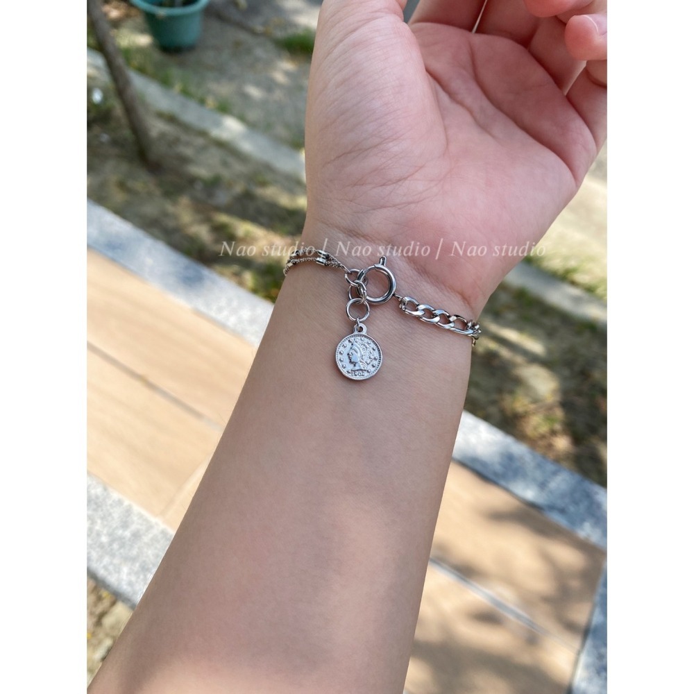 復古質感人像圓牌吊墜手鍊-細節圖6