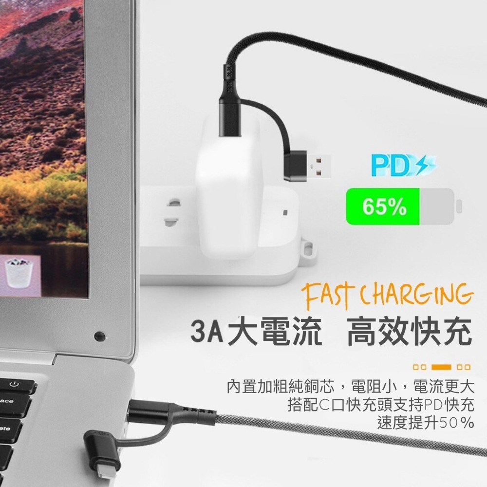 4合1 PD 60W USB-C APPLE Type-C 充電線 閃充 快充線-細節圖3