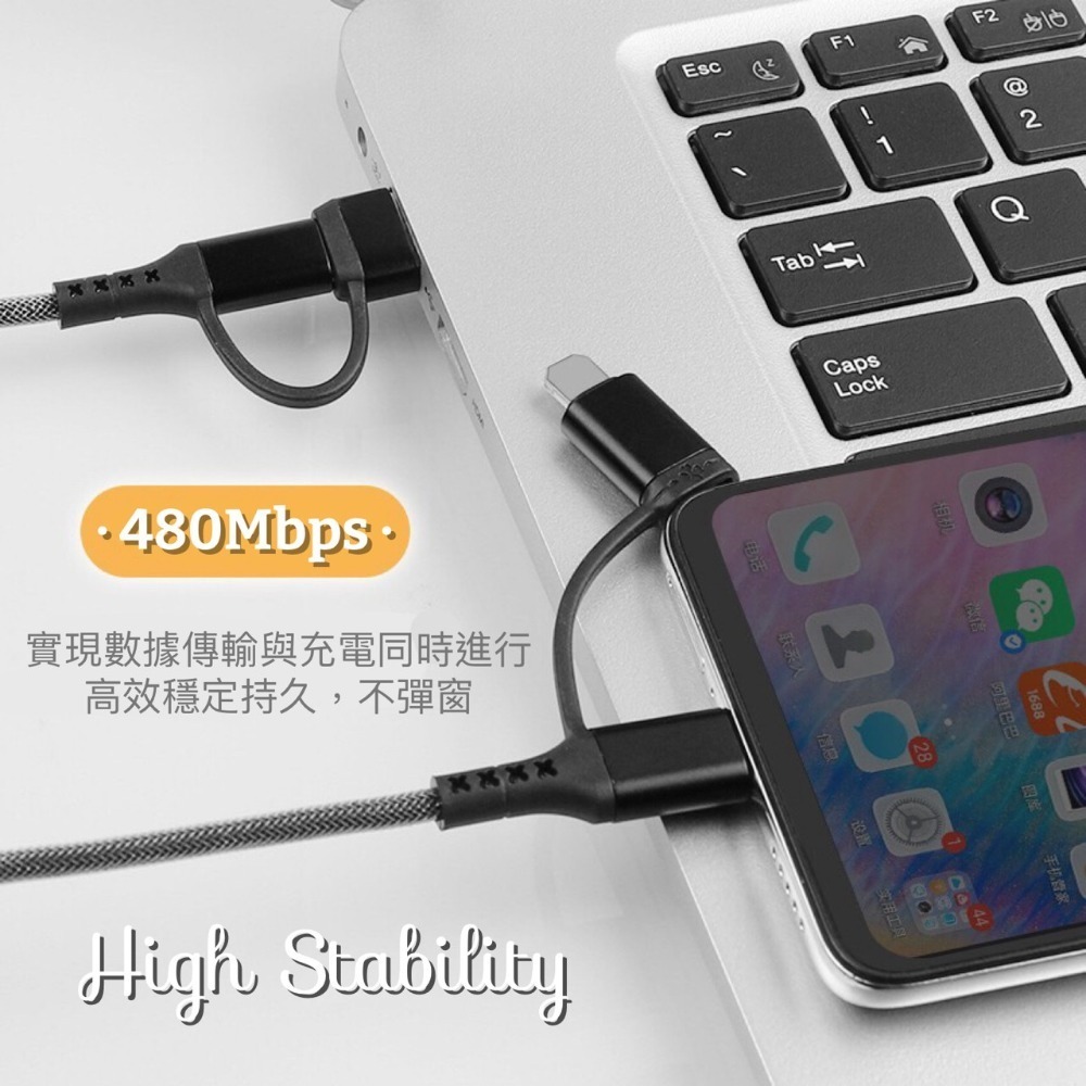 4合1 PD 60W USB-C APPLE Type-C 充電線 閃充 快充線-細節圖4