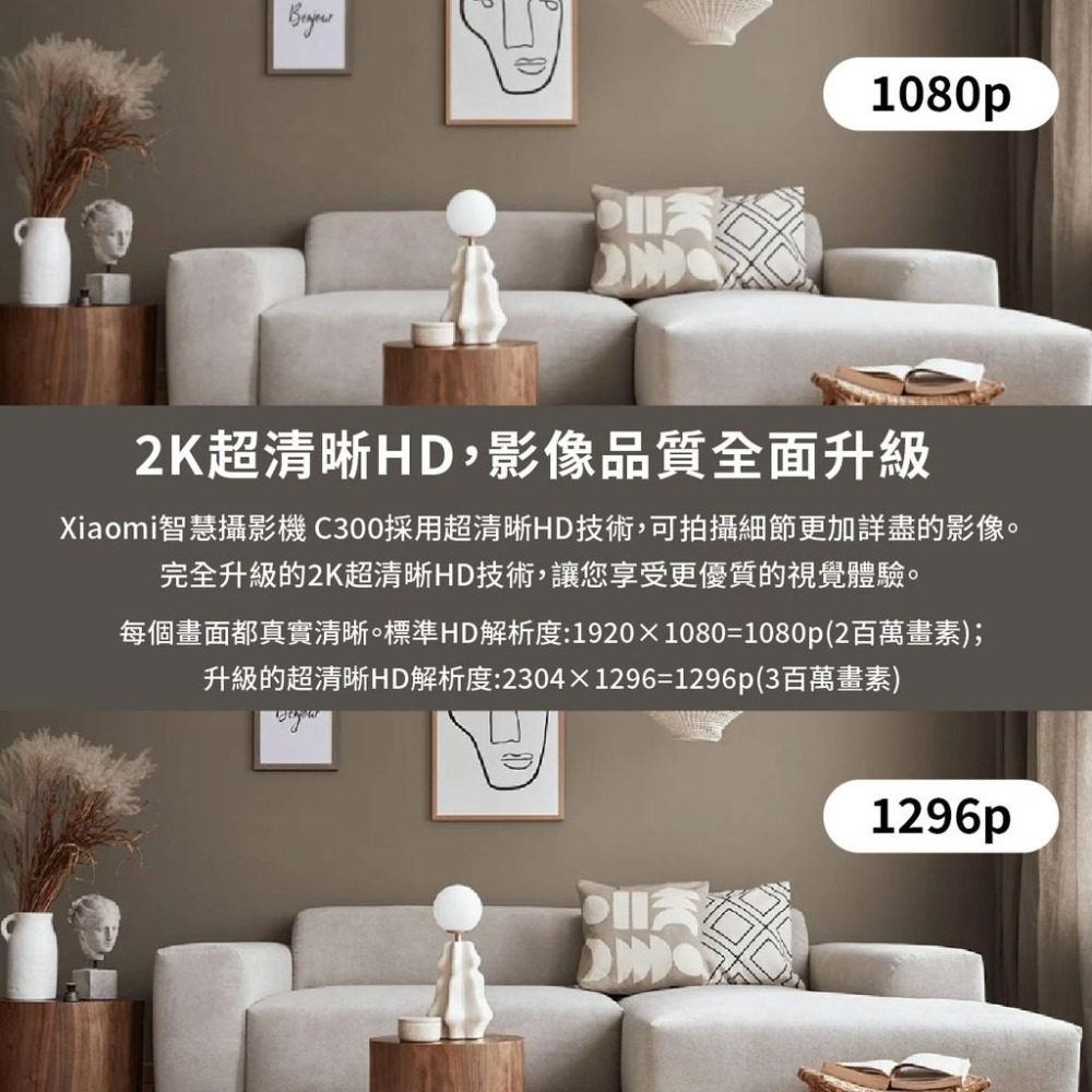 ◤台灣小米公司貨◥ 小米 智能攝影機 雲台版 攝像機 小白 監視器 智能攝像 2K 米家 攝影機 C300-細節圖2