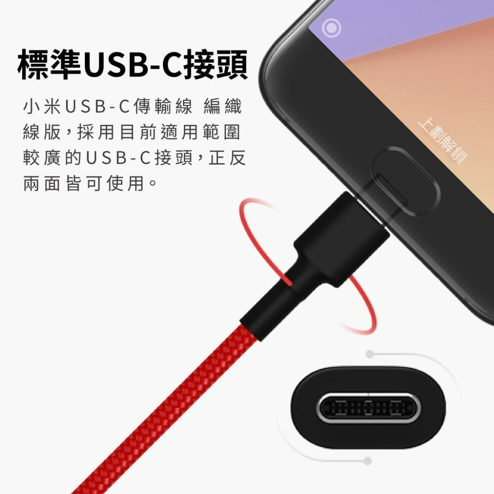 ◤台灣小米公司貨◥ 小米 USB-C傳輸線編織線版 傳輸線 編織線 充電線-細節圖2