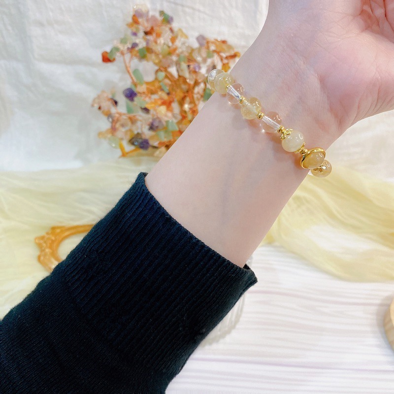 黃髮晶 天然水晶 手鍊 精緻微鑲星星🌟招財之石、祈福水晶、使人積極、創業、增強事業心、企圖心-細節圖7