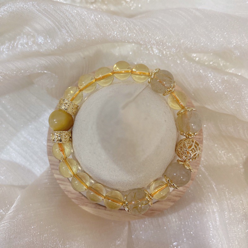 黃水晶💛5A級金髮晶、六字箴言 金屬配件、招財必備、水晶手鍊、提升運氣、招財色水晶、顯白手鏈-細節圖2