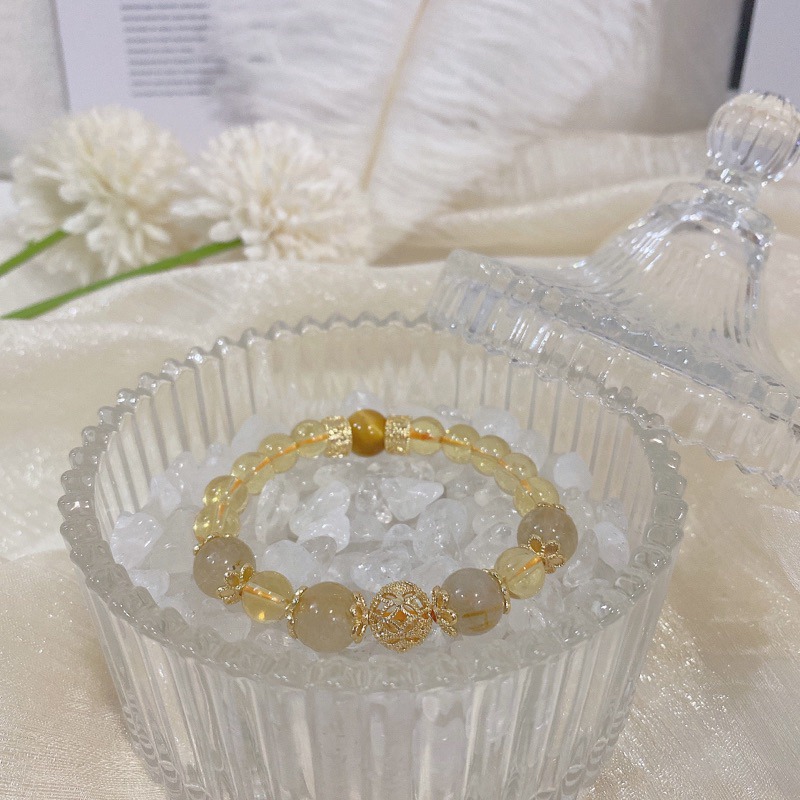 黃水晶💛5A級金髮晶、六字箴言 金屬配件、招財必備、水晶手鍊、提升運氣、招財色水晶、顯白手鏈-細節圖5