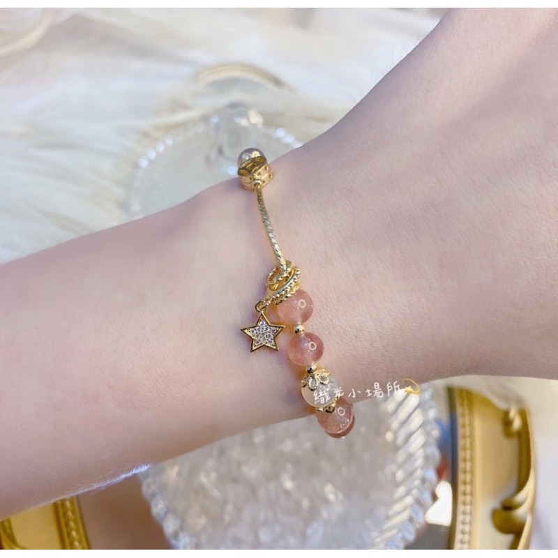 星星總是在發光🌟草莓晶灰月光石手鍊 招桃花 脫單 幫助吸引好緣份 增加個人魅力-細節圖3