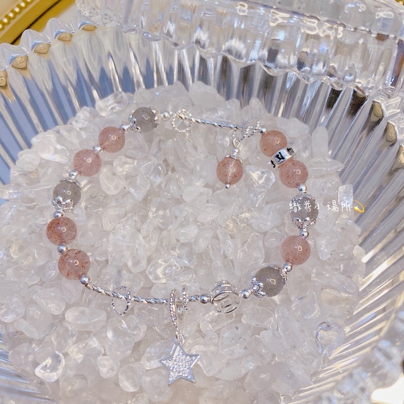 星星總是在發光🌟草莓晶灰月光石手鍊 招桃花 脫單 幫助吸引好緣份 增加個人魅力-細節圖8