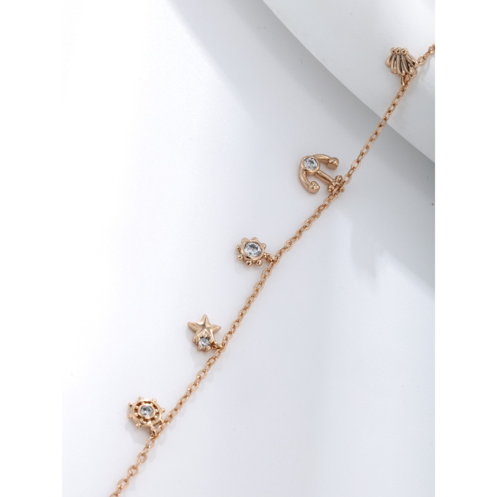 金色時尚船錨船鉈星星貝殼流蘇手鍊   女生高級感手飾-細節圖2