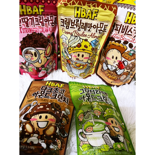 uu🇰🇷韓國零食🇰🇷新口味✨HBAF 蜂蜜奶油 杏仁果 黑巧克力咖啡餅乾 焦糖烤布蕾 190g 包裝