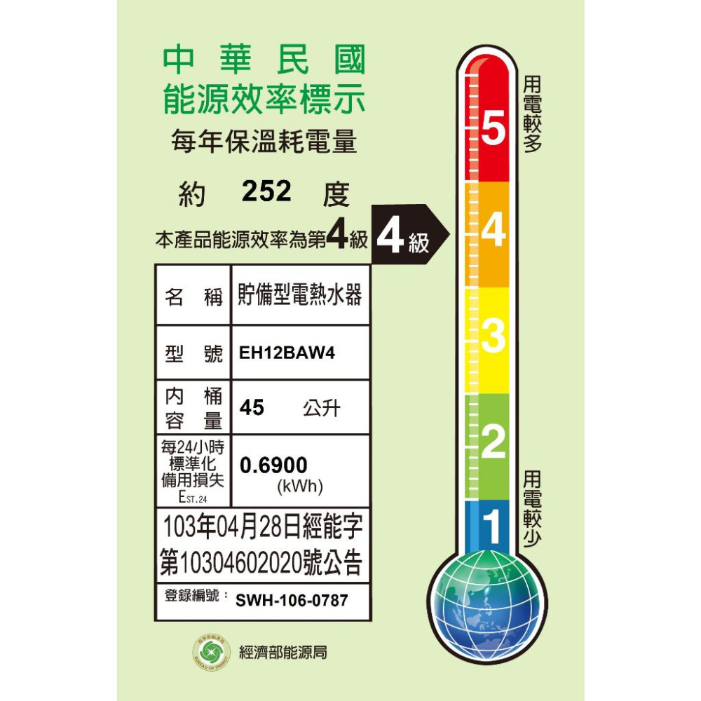 ☆水電材料王☆ 和成 電能熱水器 EH8BA4 EH12BA4 EH12BAW4 EH15BA4 直掛 落地-細節圖6