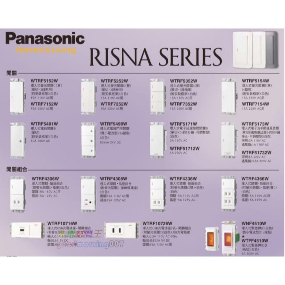 ☆水電材料王☆ 國際牌 WTRF4306W  RISNA SERIES 一開一插座  蓋板需另購-細節圖5