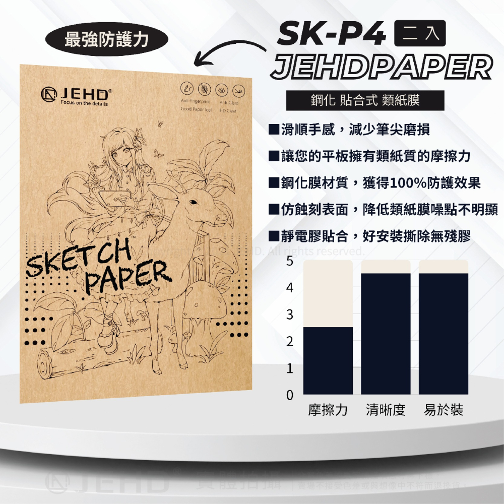 台灣 現貨 ▶SK-P4 二片入 IPAD 速繪類紙膜 鋼化類紙膜 仿蝕刻工藝 鋼化玻璃 JEHD 類紙膜-細節圖9