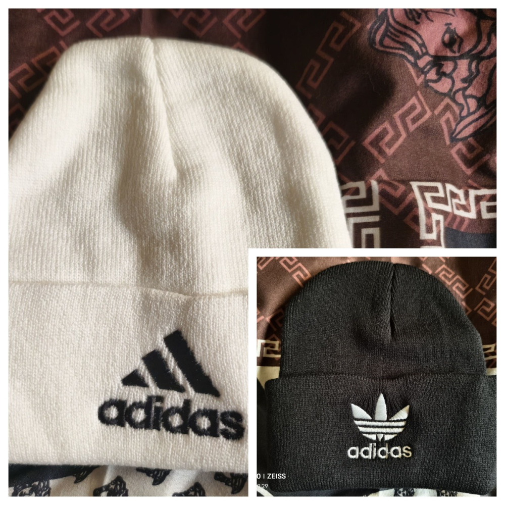 帽子運動新款針織帽adidas愛迪達潮牌保暖護耳百搭毛線帽-細節圖2