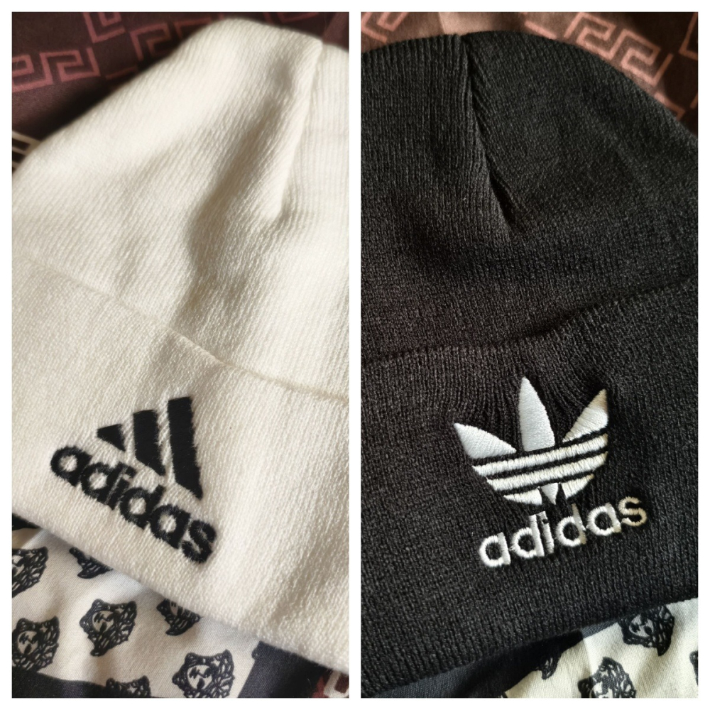 帽子運動新款針織帽adidas愛迪達潮牌保暖護耳百搭毛線帽-細節圖3