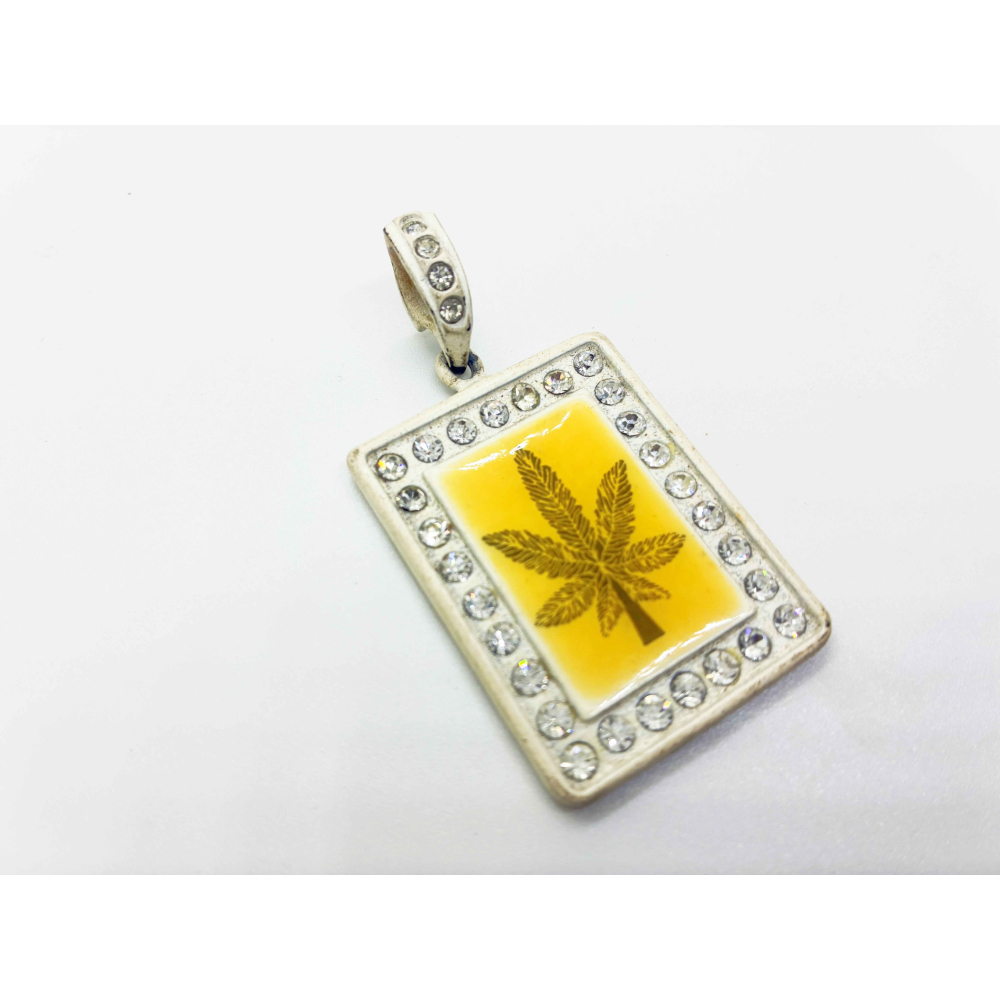 閃亮奢華黃金大麻葉造型項鍊墜子-細節圖2