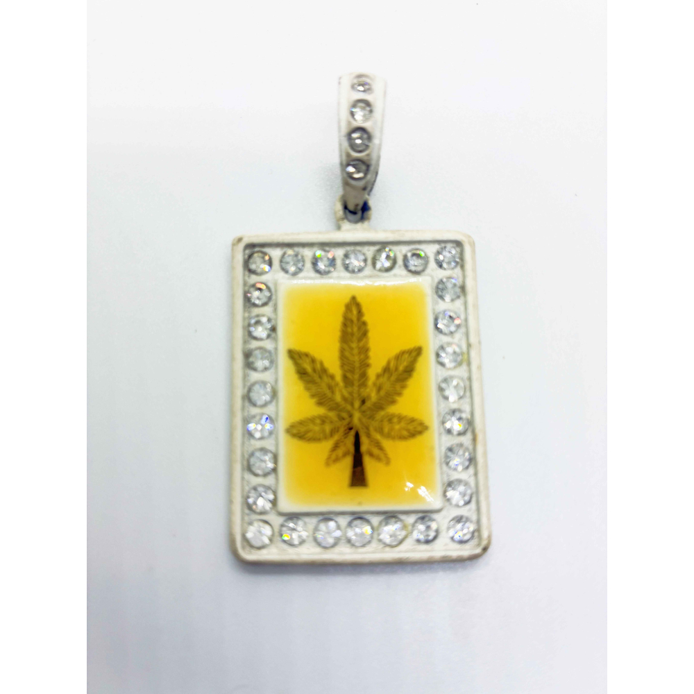 閃亮奢華黃金大麻葉造型項鍊墜子-細節圖3