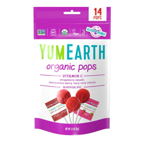 【YUMEARTH】有機棒棒糖 (綜合水果)87g—有機,棒棒糖,維他命,親子,兒童,糖果,零食,無麩質,蘋果,草莓,櫻
