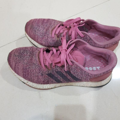 二手6成新Adidas粉色編織感慢跑運動鞋尺寸25cm 到25.5cm
