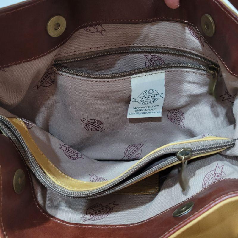 8成新義大利製真皮牛皮肩背包包當地品牌-細節圖5