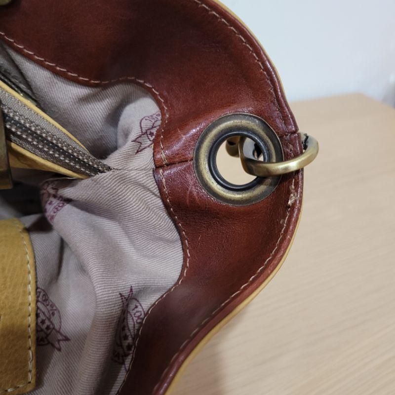 8成新義大利製真皮牛皮肩背包包當地品牌-細節圖6