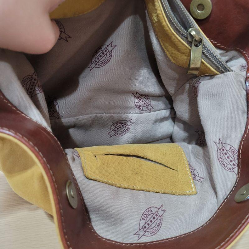 8成新義大利製真皮牛皮肩背包包當地品牌-細節圖8