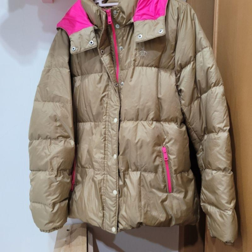 95新尺寸3L 故意買大 Munsingwear 科技保暖up 企鵝牌咖啡色內裡桃紅亮紅螢光色羽絨保暖外套