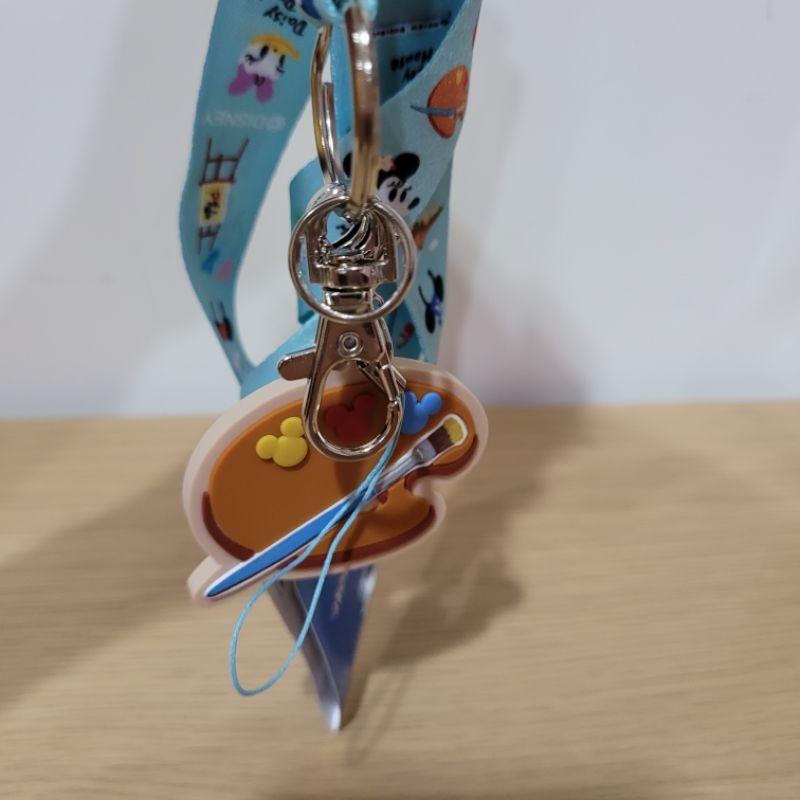 全新日本迪士尼米奇畫家調色盤文具系列手機頸帶識別證 米奇鬆餅橡皮擦 維尼紙膠帶 灰姑娘迴紋針盒-細節圖4