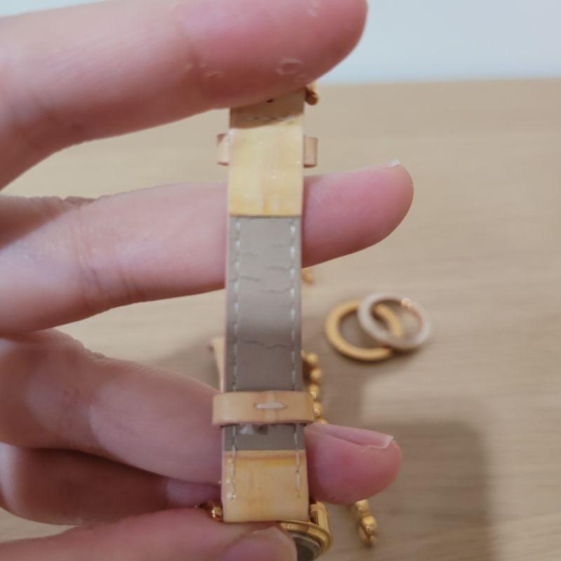 七成新Proportion by body dressing真皮可替換皮帶金屬鏈複合樣貌手錶加送一個貓咪吊飾懷錶手錶-細節圖4