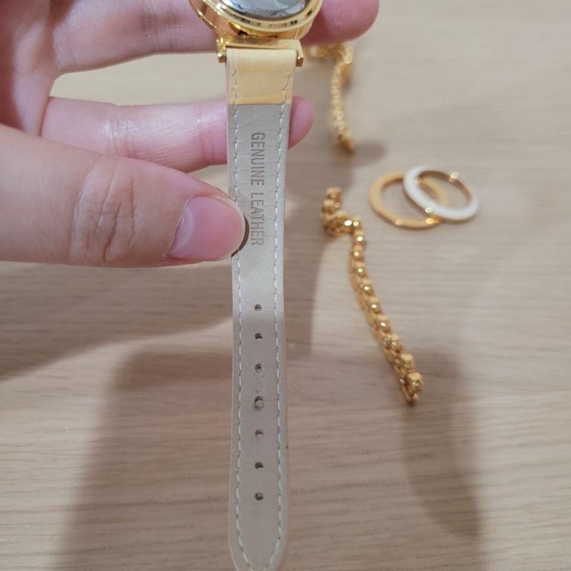 七成新Proportion by body dressing真皮可替換皮帶金屬鏈複合樣貌手錶加送一個貓咪吊飾懷錶手錶-細節圖5