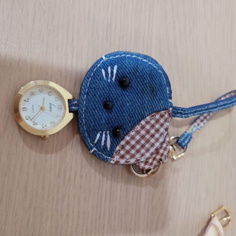 七成新Proportion by body dressing真皮可替換皮帶金屬鏈複合樣貌手錶加送一個貓咪吊飾懷錶手錶-細節圖7