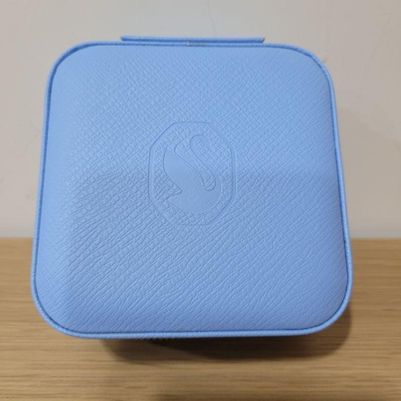 2023全新Swarovski 施華洛世奇藍色合成皮天鵝會員禮珠寶配件隨身首飾收納盒附有鏡子可放戒指項鍊手鍊配件-細節圖2