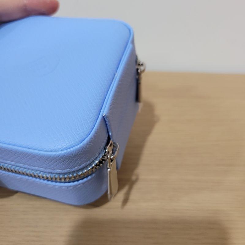 2023全新Swarovski 施華洛世奇藍色合成皮天鵝會員禮珠寶配件隨身首飾收納盒附有鏡子可放戒指項鍊手鍊配件-細節圖4