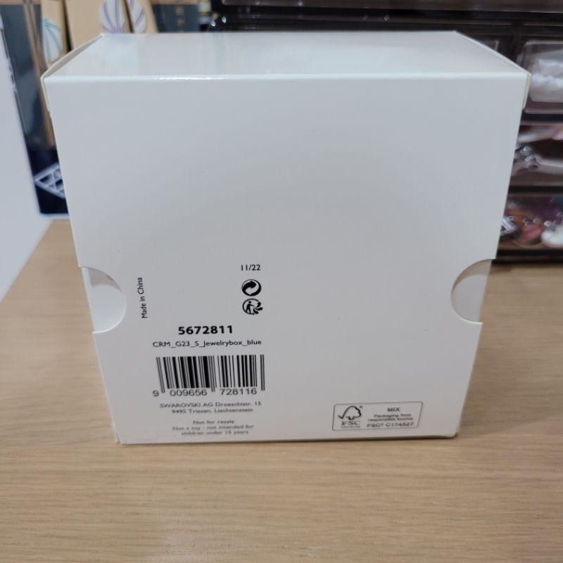 2023全新Swarovski 施華洛世奇藍色合成皮天鵝會員禮珠寶配件隨身首飾收納盒附有鏡子可放戒指項鍊手鍊配件-細節圖8