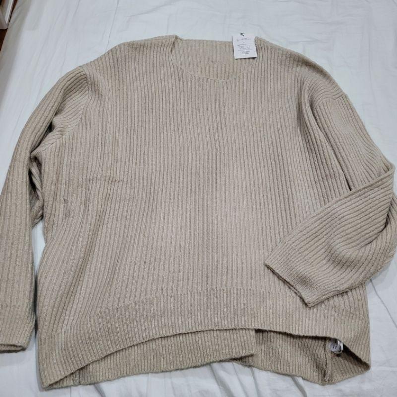 全新吊牌未拆日本專櫃GRL淺米寬鬆前短後長修飾屁屁針織上衣-細節圖5